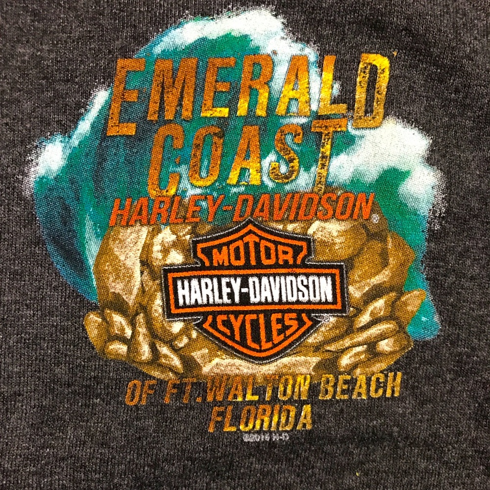 Harley Davidson Emerald Coast Earthquake Shirt Lrg